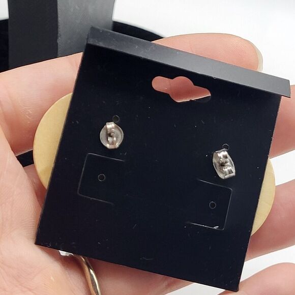 Bohemian Wooden Cabochon Earrings Stud Post back 1.25in - Picture 2 of 2